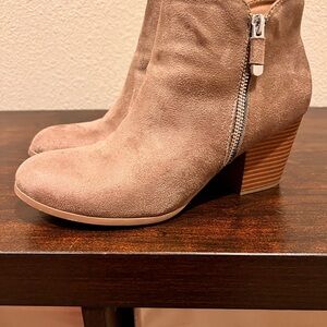 Style & Co. Taupe Suede Ankle Booties